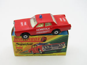 Matchbox Superfast 59B Mercury Fire Chief Pre-Production NORFOLK FIRE Dept