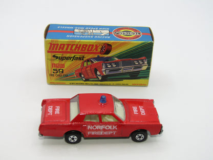 Matchbox Superfast 59B Mercury Fire Chief Pre-Production NORFOLK FIRE Dept