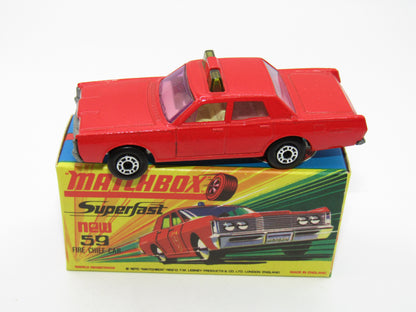 Matchbox Superfast 59B Mercury Fire Chief PURPLE Windows GREEN Lights