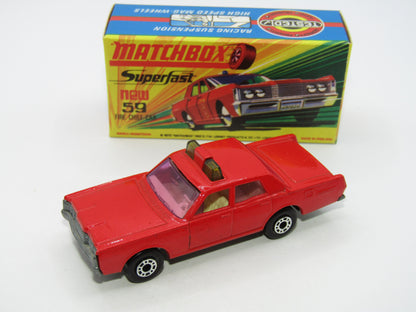 Matchbox Superfast 59B Mercury Fire Chief PURPLE Windows GREEN Lights
