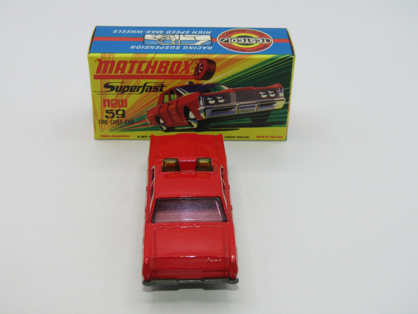 Matchbox Superfast 59B Mercury Fire Chief PURPLE Windows GREEN Lights