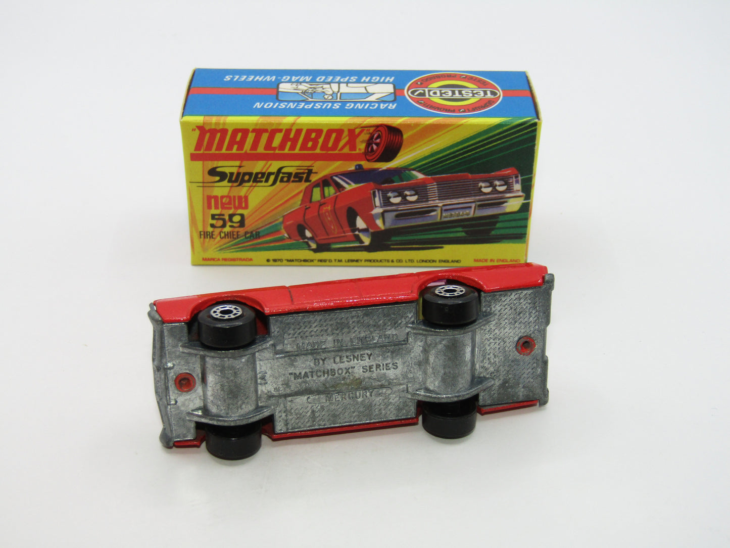 Matchbox Superfast 59B Mercury Fire Chief PURPLE Windows GREEN Lights