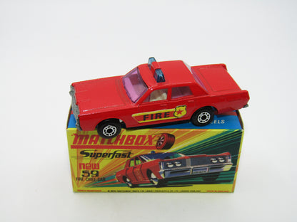 Matchbox Superfast 59B Mercury Fire Chief PURPLE Windows Blue Roof Lights