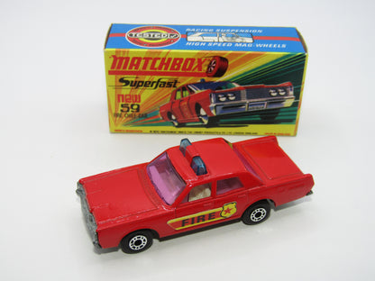 Matchbox Superfast 59B Mercury Fire Chief PURPLE Windows Blue Roof Lights