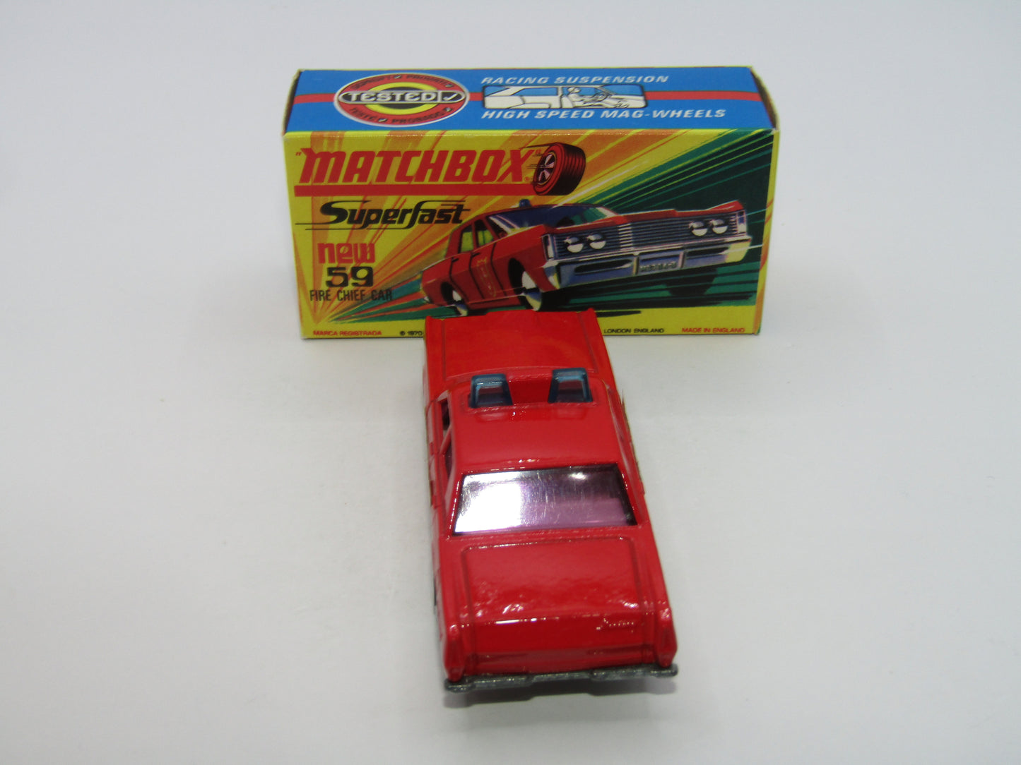 Matchbox Superfast 59B Mercury Fire Chief PURPLE Windows Blue Roof Lights