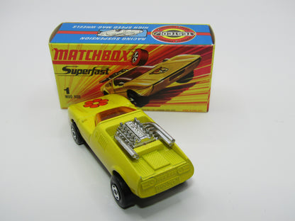 Matchbox Superfast 1B Mod Rod FLOWER Label Orange Interior Unpainted Base