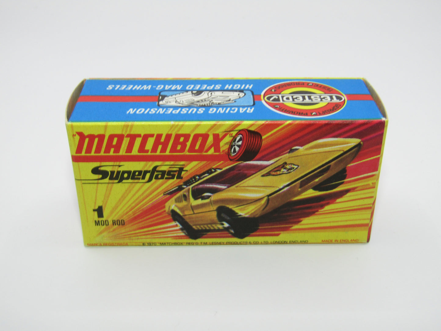 Matchbox Superfast 1B Mod Rod FLOWER Label Orange Interior Unpainted Base