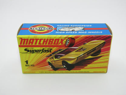 Matchbox Superfast 1B Mod Rod FLOWER Label Orange Interior Unpainted Base