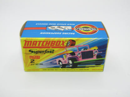 Matchbox Superfast 2B Jeep Hot Rod Red, GREEN Base 4 Spoke Wheels