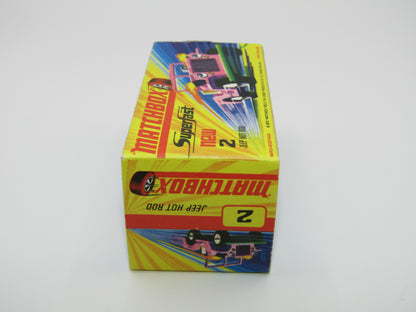 Matchbox Superfast 2B Jeep Hot Rod Red, GREEN Base 4 Spoke Wheels