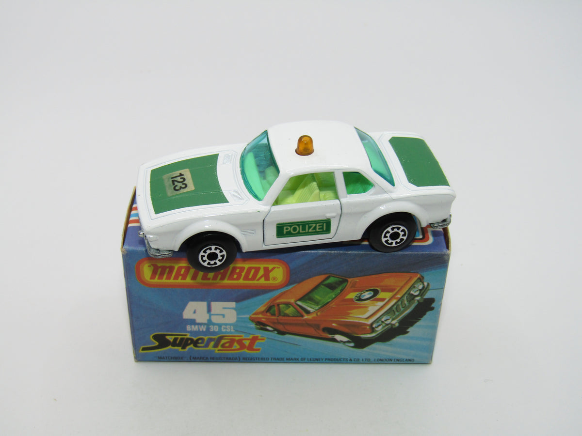 Matchbox Superfast 45B BMW 3.0 CSL White Yellow Roof Light Polizei RARE