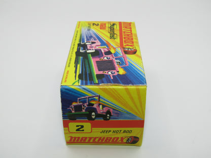 Matchbox Superfast 2B Jeep Hot Rod Red, GREEN Base 4 Spoke Wheels