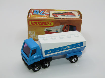 Matchbox Superfast 63B Freeway Gas Tanker Blue ARAL