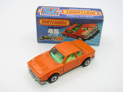Matchbox Superfast 45B BMW 3.0 CSL NO LABEL BLUE-GREEN Windows RARE
