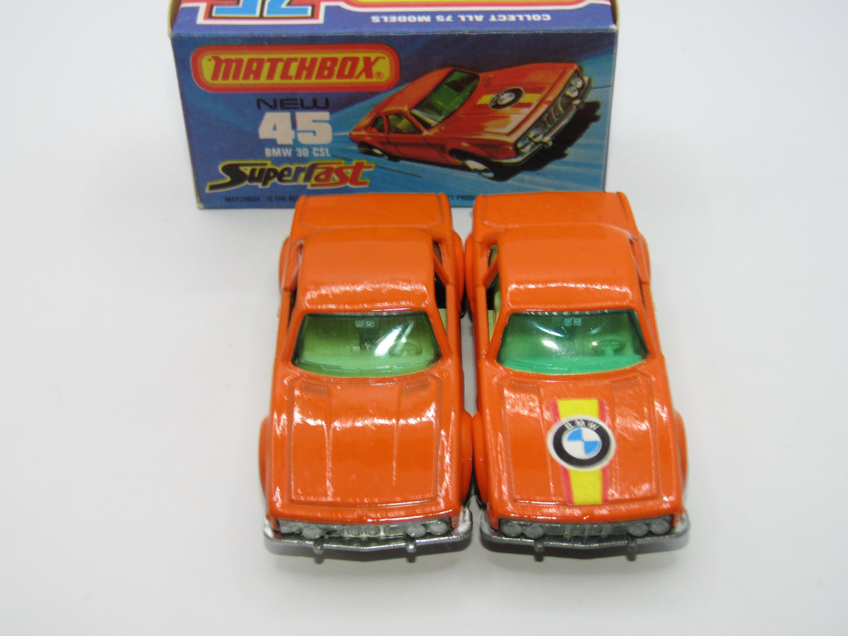 Matchbox Superfast 45B BMW 3.0 CSL NO LABEL BLUE-GREEN Windows RARE