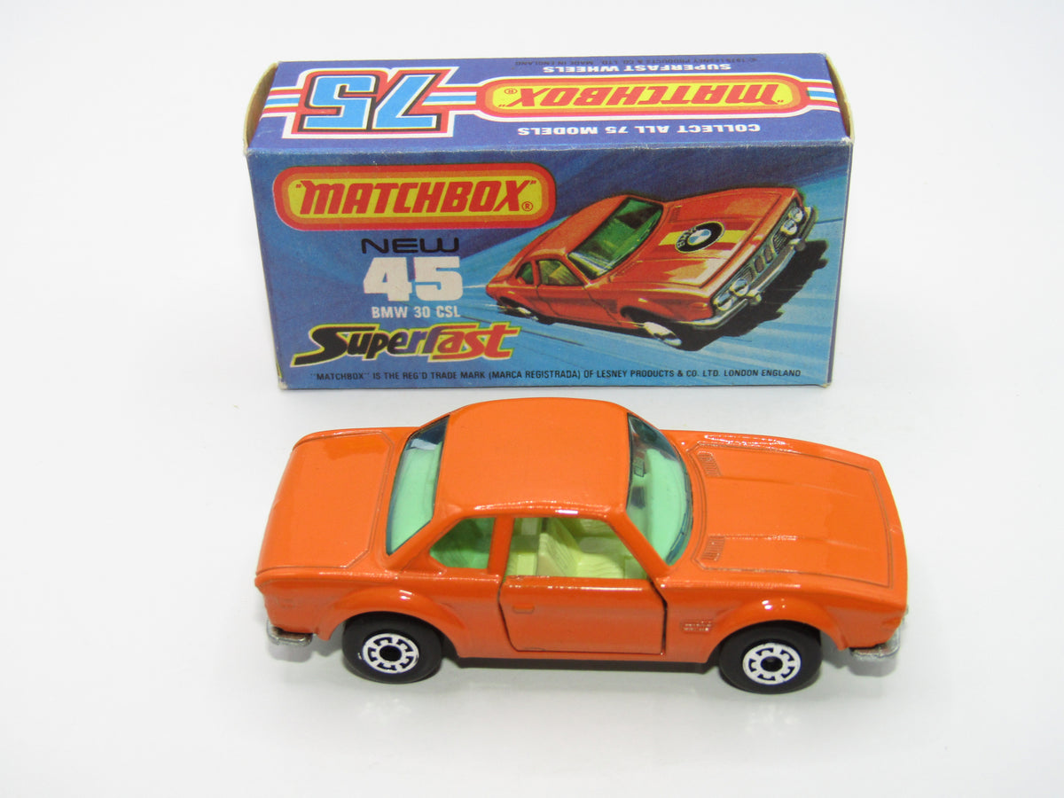 Matchbox Superfast 45B BMW 3.0 CSL NO LABEL BLUE-GREEN Windows RARE