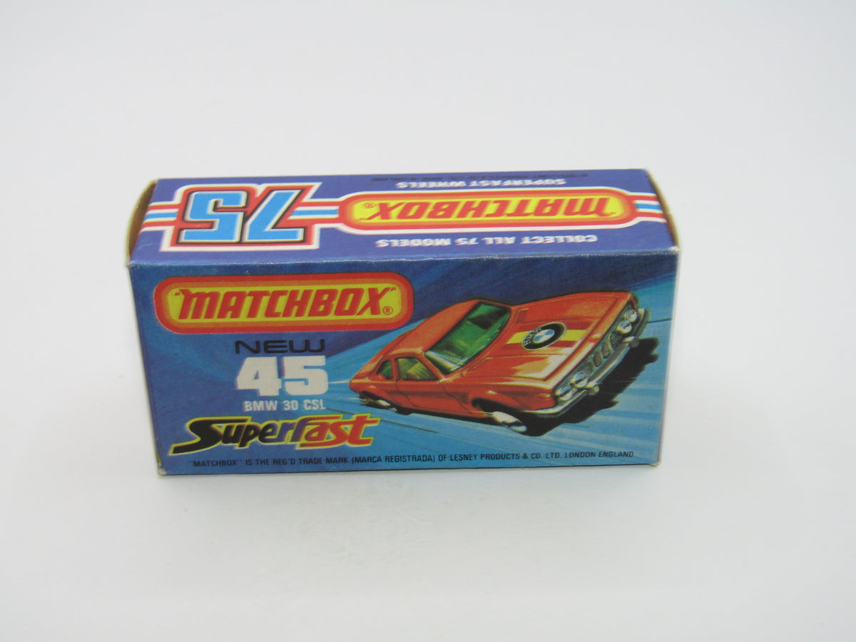 Matchbox Superfast 45B BMW 3.0 CSL NO LABEL BLUE-GREEN Windows RARE