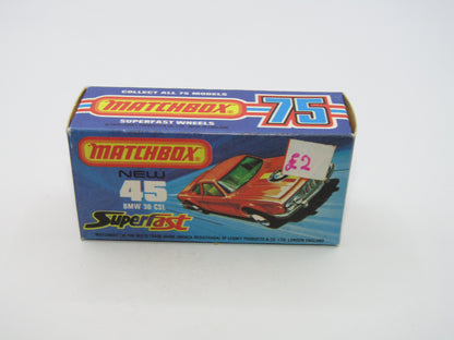 Matchbox Superfast 45B BMW 3.0 CSL NO LABEL BLUE-GREEN Windows RARE