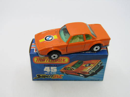Matchbox Superfast 45B BMW 3.0 CSL BLUE Windows PALE Yellow Interior RARE