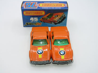 Matchbox Superfast 45B BMW 3.0 CSL BLUE Windows PALE Yellow Interior RARE