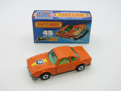 Matchbox Superfast 45B BMW 3.0 CSL BLUE Windows PALE Yellow Interior RARE