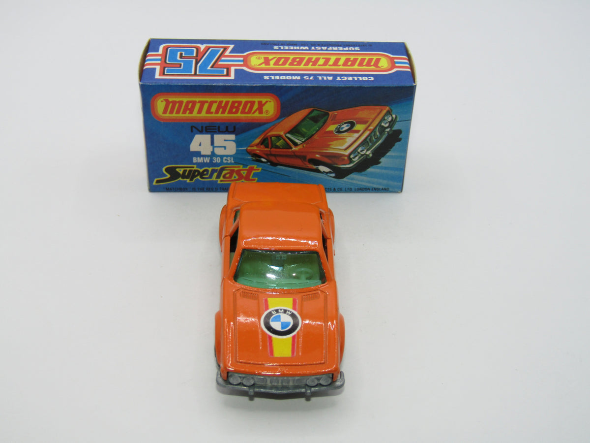 Matchbox Superfast 45B BMW 3.0 CSL BLUE Windows PALE Yellow Interior RARE