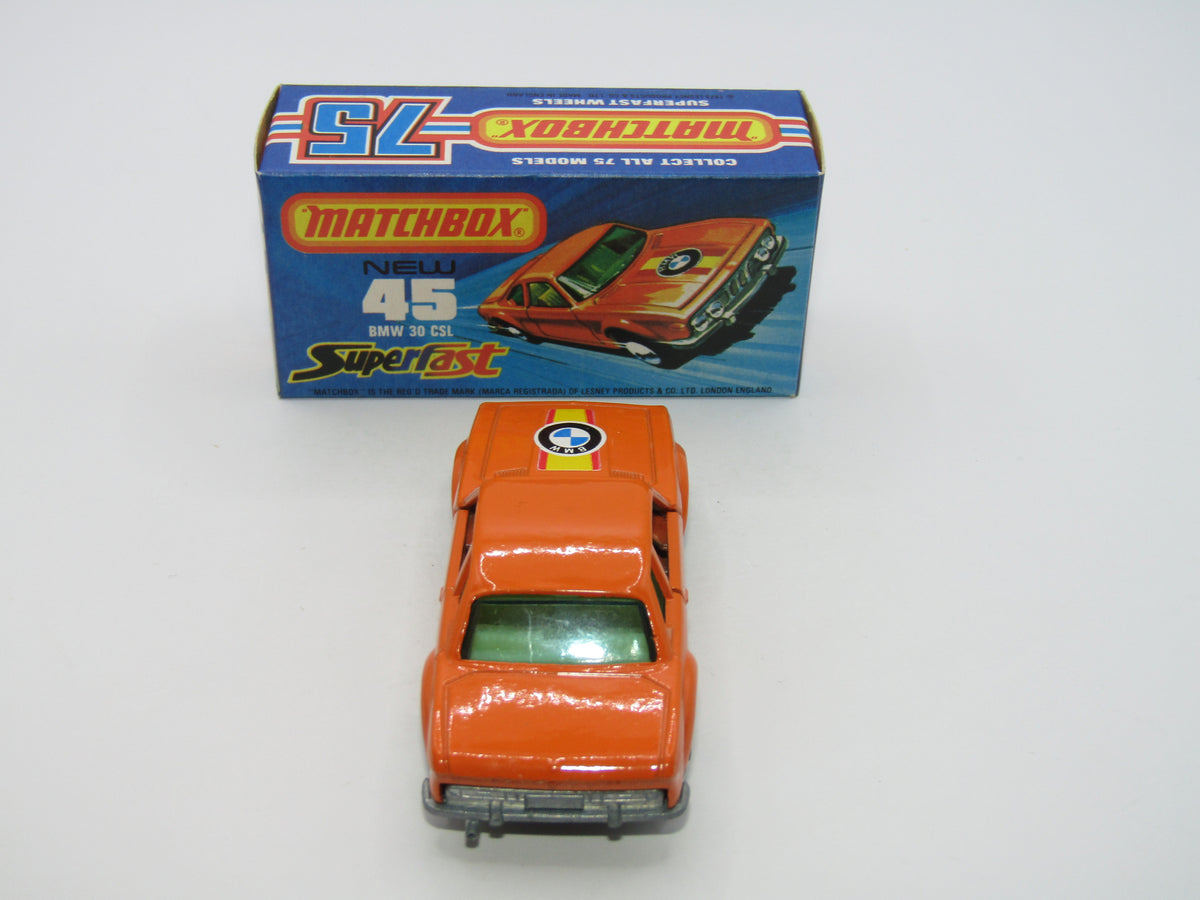 Matchbox Superfast 45B BMW 3.0 CSL BLUE Windows PALE Yellow Interior RARE