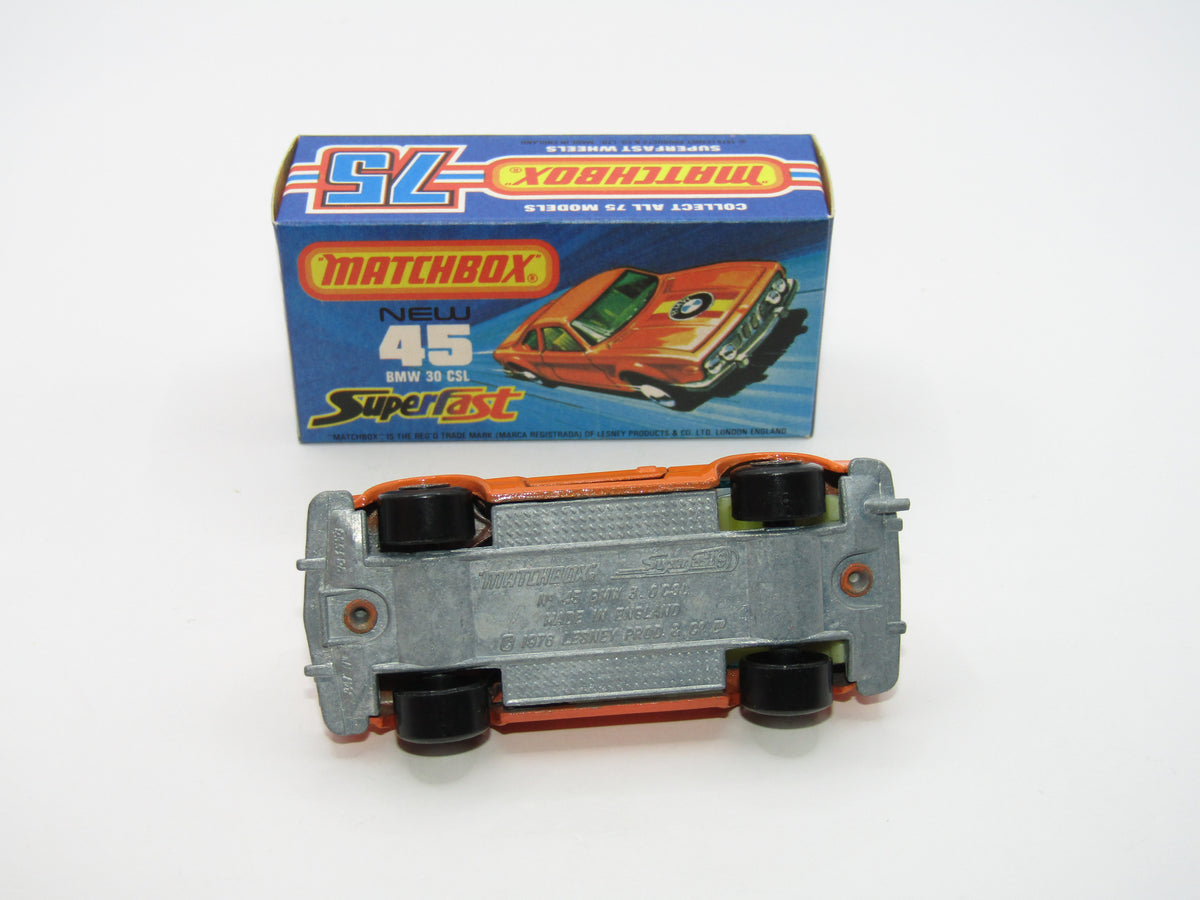 Matchbox Superfast 45B BMW 3.0 CSL BLUE Windows PALE Yellow Interior RARE