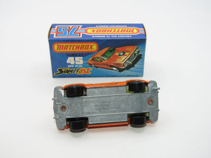 Matchbox Superfast 45B BMW 3.0 CSL BLUE Windows PALE Yellow Interior RARE