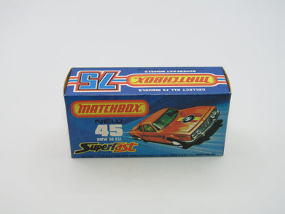 Matchbox Superfast 45B BMW 3.0 CSL BLUE Windows PALE Yellow Interior RARE