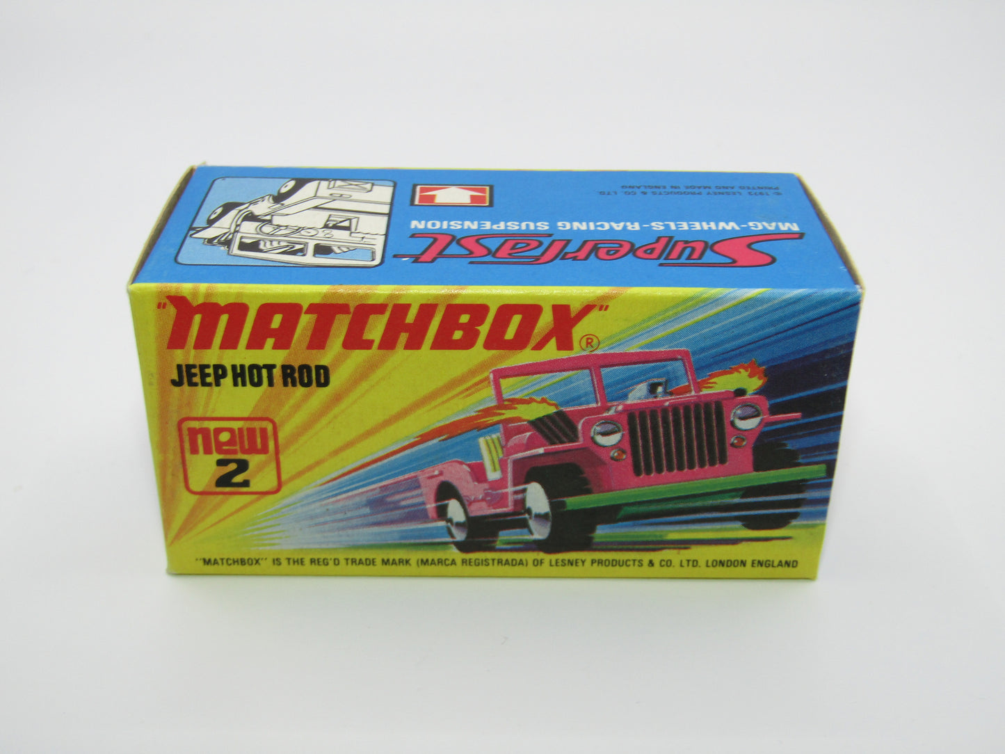 Matchbox Superfast 2B Jeep Hot Rod, Hot Pink WHITE Interior 4 Spoke Wheels