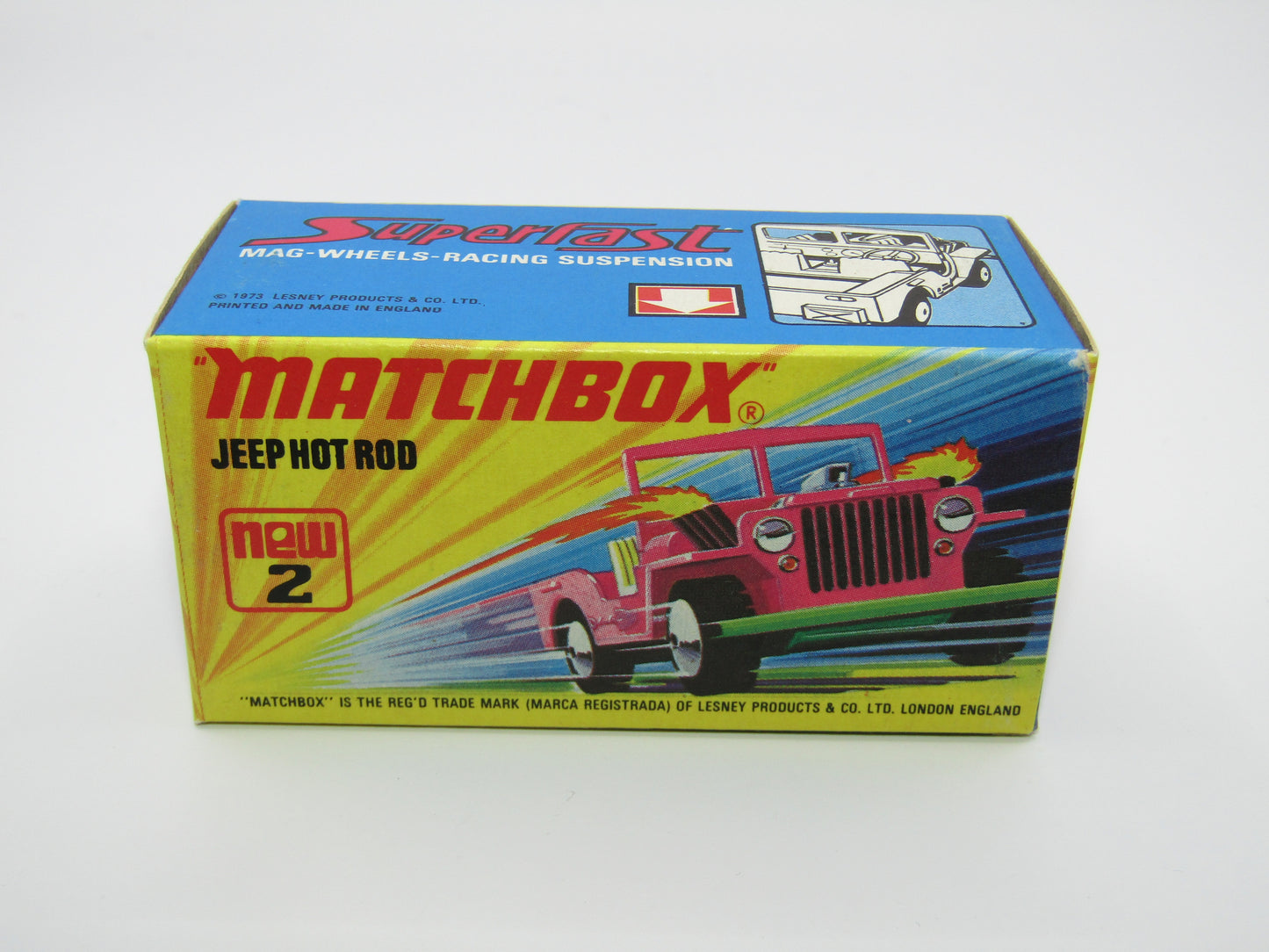 Matchbox Superfast 2B Jeep Hot Rod, Hot Pink WHITE Interior 4 Spoke Wheels