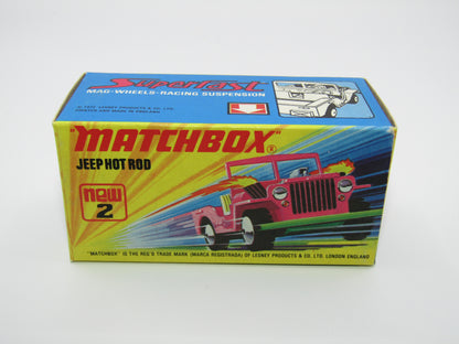 Matchbox Superfast 2B Jeep Hot Rod, Hot Pink WHITE Interior 4 Spoke Wheels