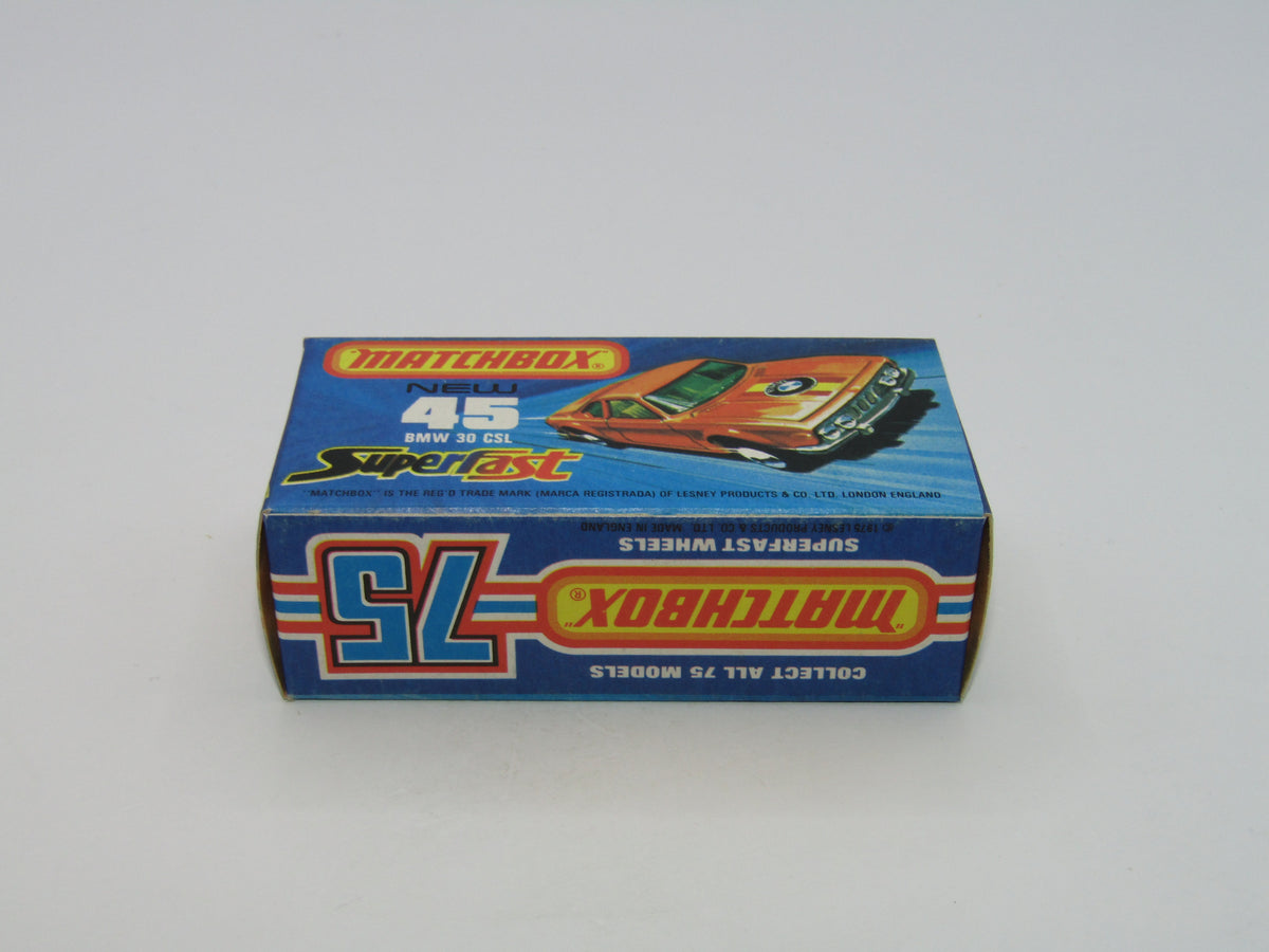 Matchbox Superfast 45B BMW 3.0 CSL BLUE Windows PALE Yellow Interior RARE