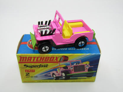 Matchbox Superfast 2B Jeep Hot Rod, Hot Pink, DARK YELLOW Interior