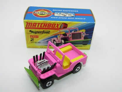 Matchbox Superfast 2B Jeep Hot Rod, Hot Pink, DARK YELLOW Interior