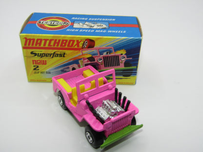 Matchbox Superfast 2B Jeep Hot Rod, Hot Pink, DARK YELLOW Interior