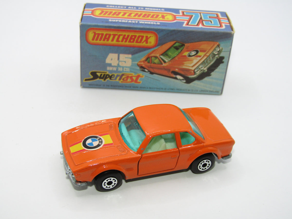 Matchbox Superfast 45B BMW 3.0 CSL BLUE-GREEN Windows IVORY Int V RARE