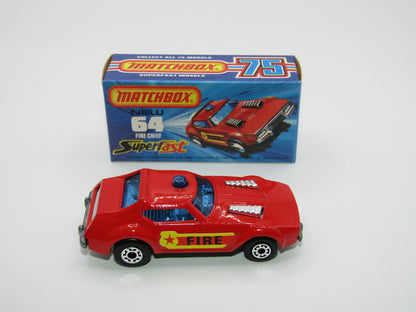 Matchbox Superfast 64C Fire Chief Car NO OUTLINE on Shield