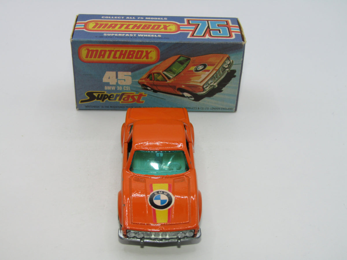 Matchbox Superfast 45B BMW 3.0 CSL BLUE-GREEN Windows IVORY Int V RARE