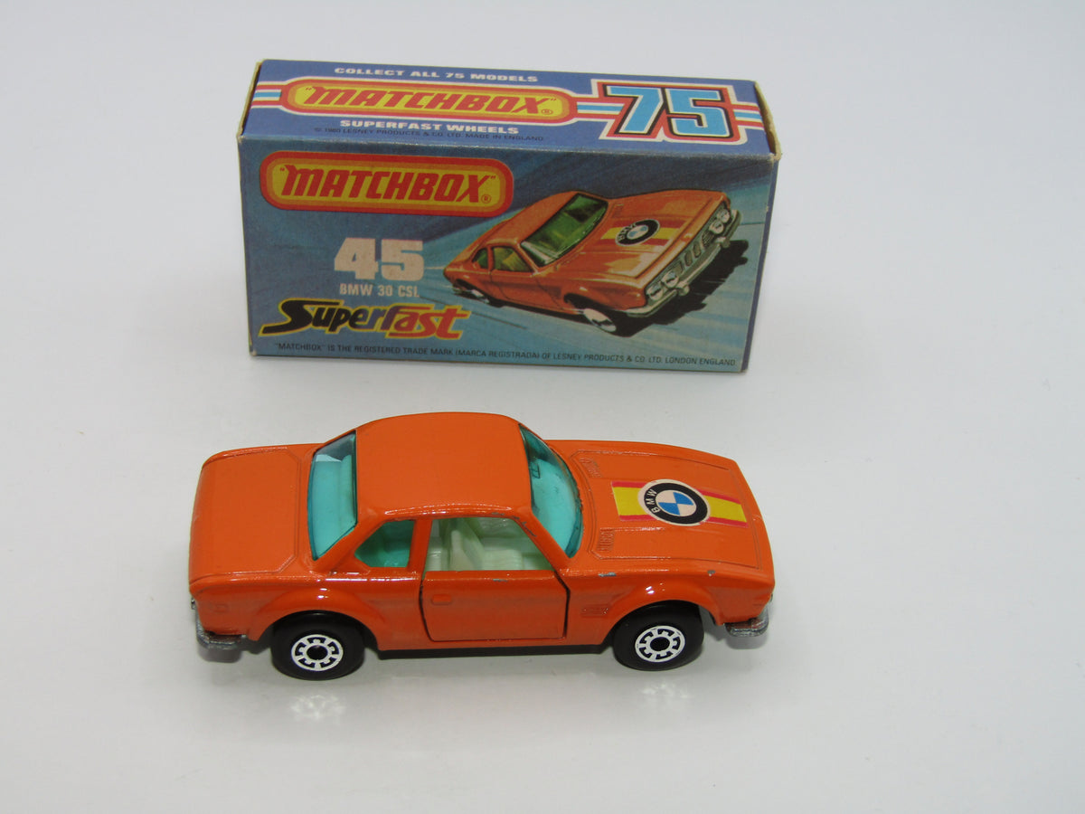 Matchbox Superfast 45B BMW 3.0 CSL BLUE-GREEN Windows IVORY Int V RARE