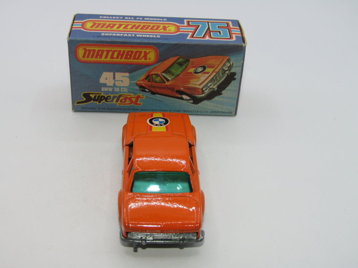 Matchbox Superfast 45B BMW 3.0 CSL BLUE-GREEN Windows IVORY Int V RARE