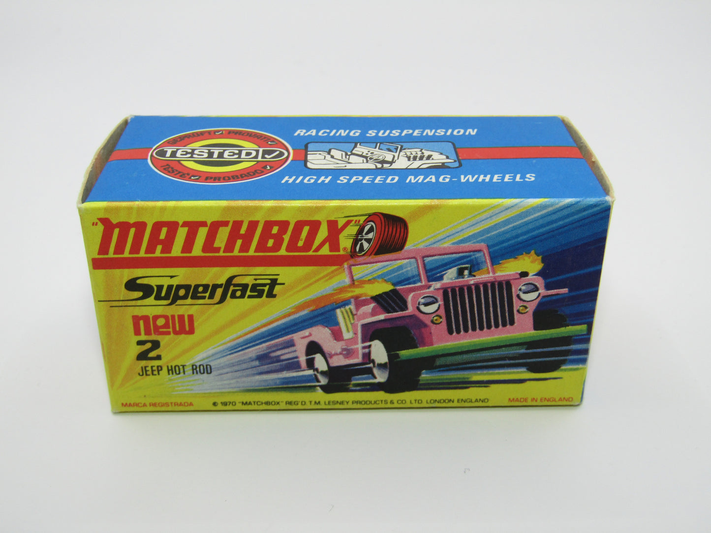 Matchbox Superfast 2B Jeep Hot Rod, Hot Pink, DARK YELLOW Interior