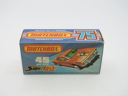 Matchbox Superfast 45B BMW 3.0 CSL BLUE-GREEN Windows IVORY Int V RARE