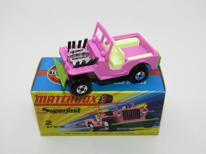 Matchbox Superfast 2B Jeep Hot Rod, ORCHID PINK 4 Spoke Wheels