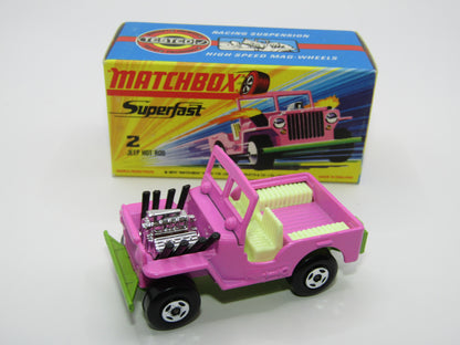 Matchbox Superfast 2B Jeep Hot Rod, ORCHID PINK 4 Spoke Wheels