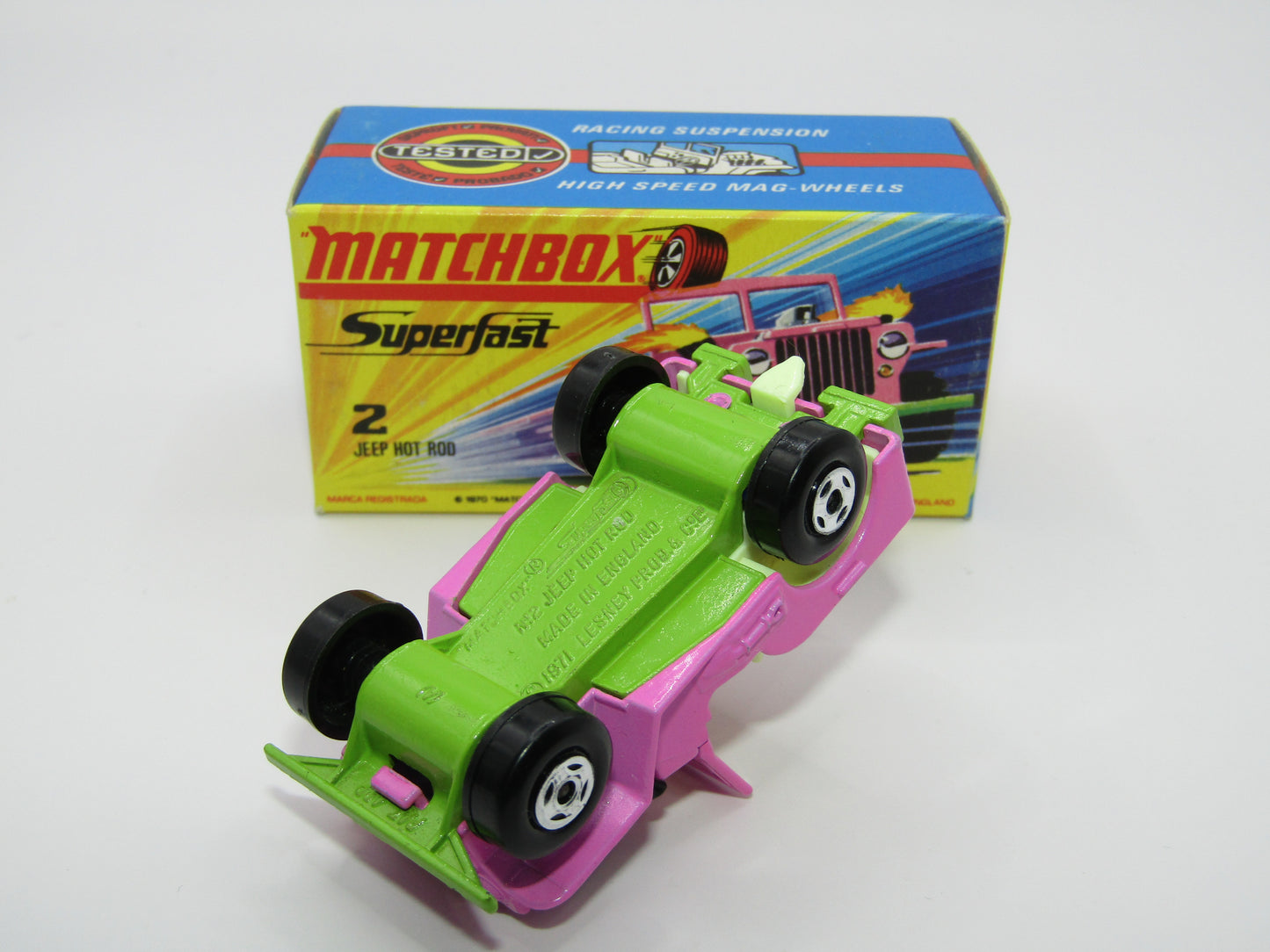 Matchbox Superfast 2B Jeep Hot Rod, ORCHID PINK 4 Spoke Wheels