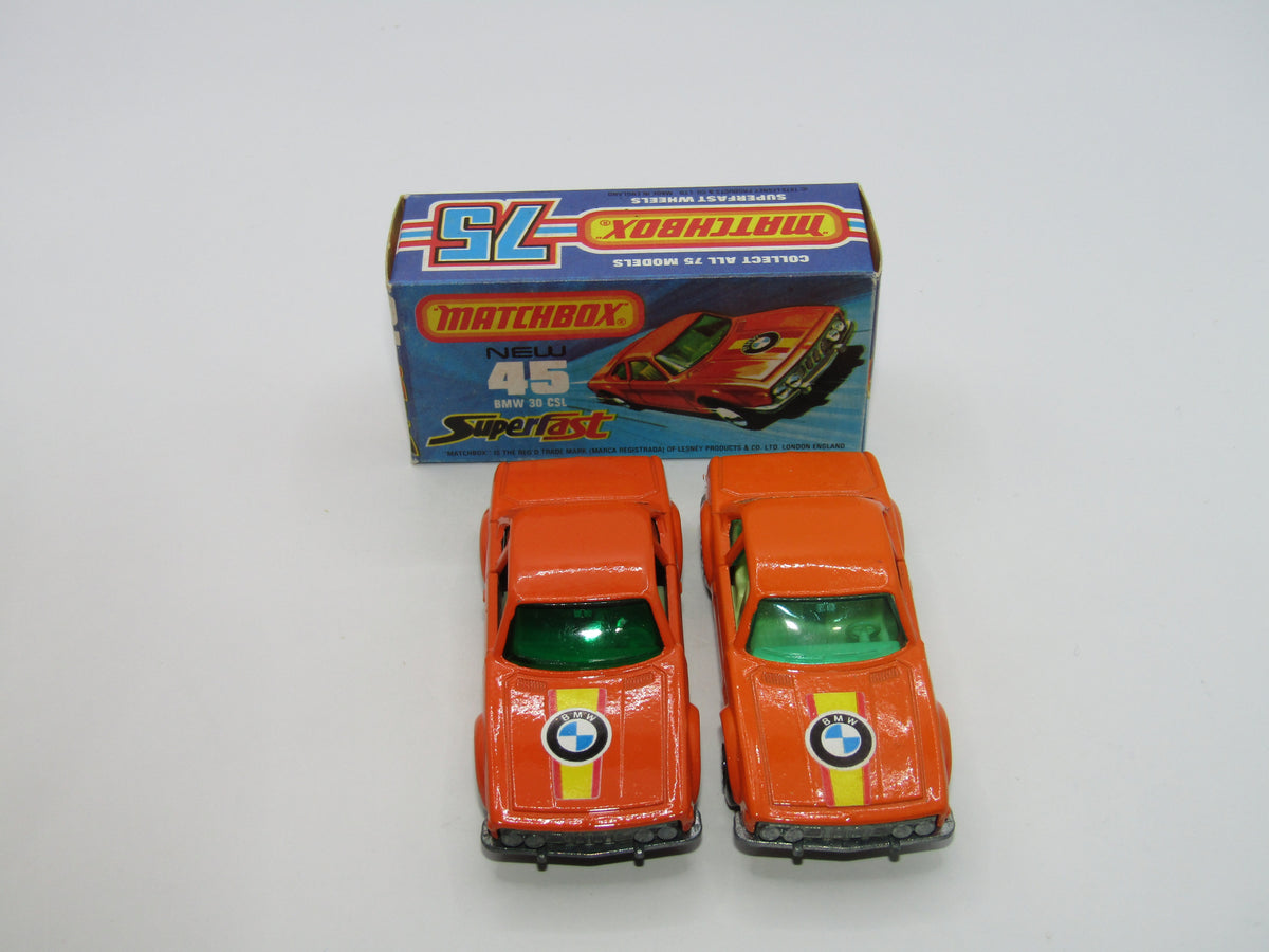 Matchbox Superfast 45B BMW 3.0 CSL DARK GREEN Win LIGHT Yellow Interior Rare