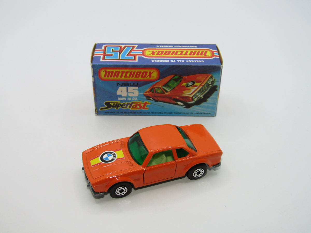 Matchbox Superfast 45B BMW 3.0 CSL DARK GREEN Win LIGHT Yellow Interior Rare