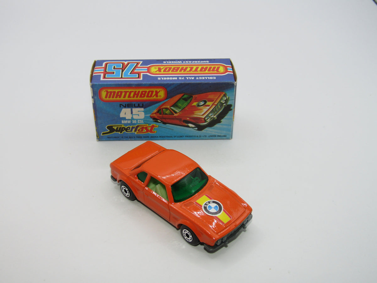 Matchbox Superfast 45B BMW 3.0 CSL DARK GREEN Win LIGHT Yellow Interior Rare